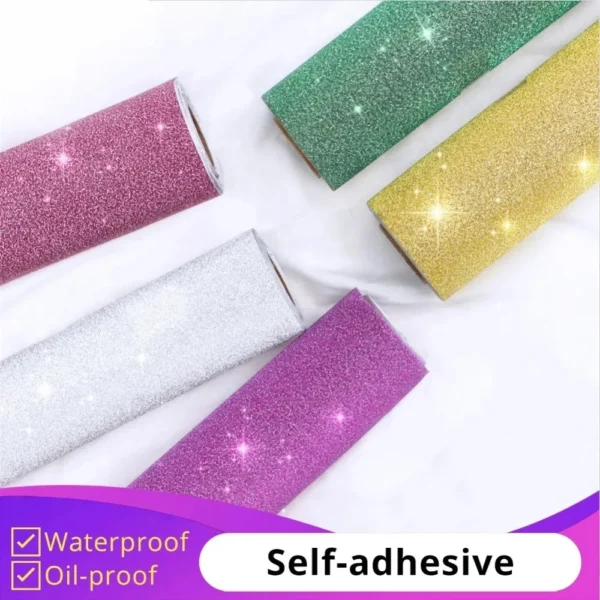 1pc 2m Self Adhesive Shining Wallpaper Waterproof Shiny Wall Sticker Gift Package Home Decor Paper Furniture Decorative Decals