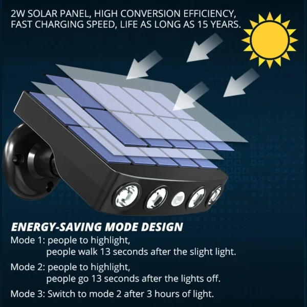 Powerful Solar Powered Led Wall Light Outdoor Motion Sensor Waterproof IP65 Lighting for Garden Path Garage Yard Street Lamps - Image 7