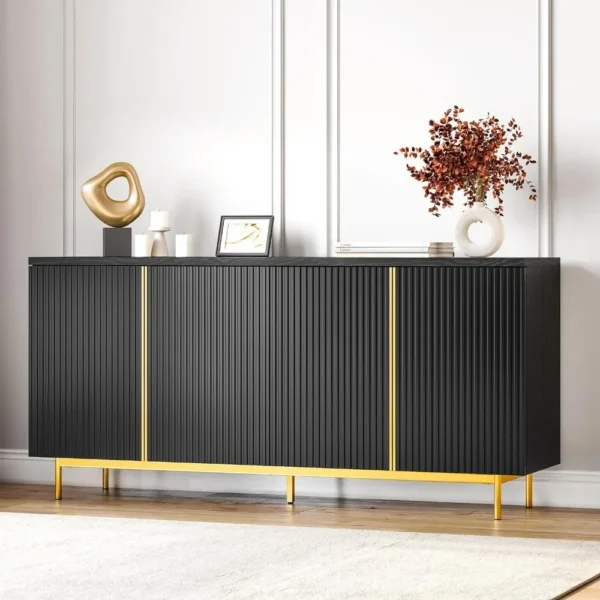 Sideboard Buffet Cabinet, 63" Storage Cabinet with Fluted Decorative Doors, Modern Console Table for Dinning Room - Image 4