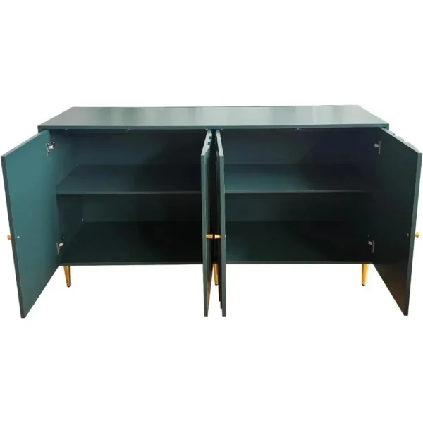 60" Modern Sideboard Buffet Accent Cabinet with Storage Wood Credenzas for Living Room Home Bar, 4 Doors & Adjustable Shelves - Image 4