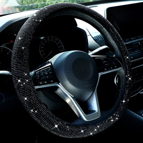 Universal 38 CM Car Steering Wheel Cover PU Leather Sparkling Crystal Diamond Steering Wheel Protector Car Interior Accessories - Image 7
