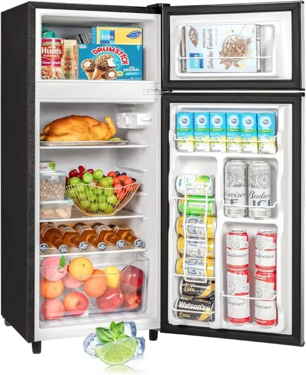 Door Refrigerator with Freezer, 4.5 Cu.Ft, Small Fridge with Freezer, 7 Settings Temperature Adjustable, Mini Refrigerato