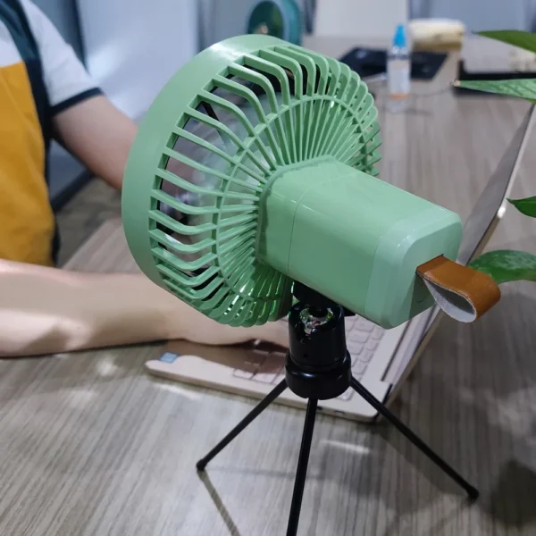 Portable Camping Fan USB Rechargeable Tripod Stand Ceiling Fan with LED Light - Image 3