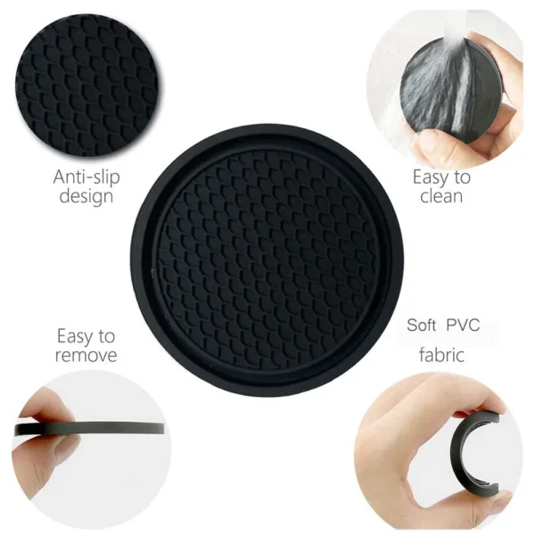 2pcs Car Cup Holder Anti-Slip Coasters Premium PVC Car Coasters Universal Fits Perfectly For Most Cup Car Interior Accessories - Image 4