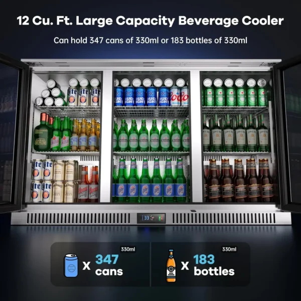 Refrigerator with 3 Doors, Commercial Back Bar Cooler for Beer Soda Wine, Counter Height Undercounter Display Fridge for Bar/Hom - Image 4