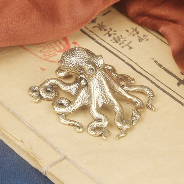 Antique Octopus Home Decoration Brass Copper Animal Figurines Miniatures Desk Ornament Accessories Creative Table Craft - Image 10