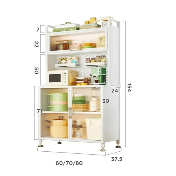 Modern Kitchen Cabinet Hutch Movable Full Door Glass Cabinet Storage Display Cupboards Muebles Cocina Multifunctional Furniture - Image 5