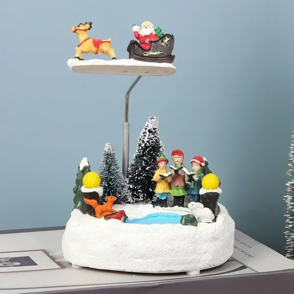2023 New Luminous Christmas Village Music Rotating Santa Claus Tree Christmas Ornaments Resin Crafts Christmas Home Decoration - Image 5