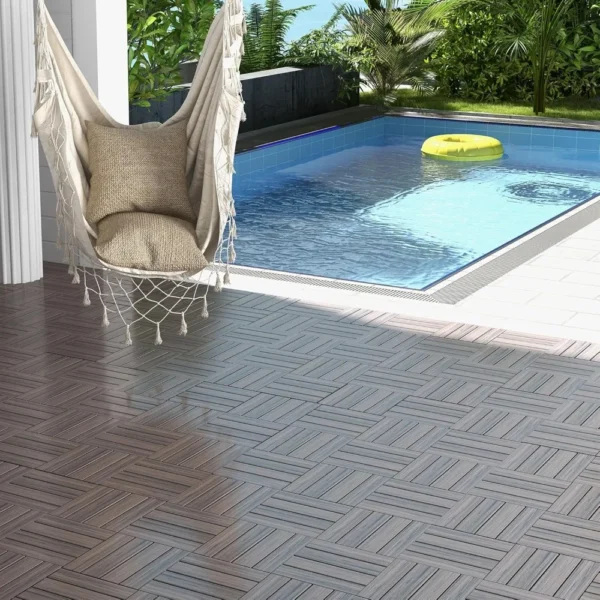 Interlocking Deck Tiles 18 Pack - 12" x 12" Weatherproof Composite Outdoor Flooring Covering, 18 sq.ft Patio Decking Boards for