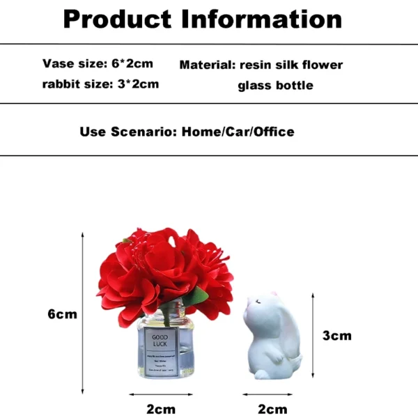 Cute Rose Flower Vase and Rabbit Car Interior Decoration Ornaments Auto Center Console Decoration Gadgets For Car Accessories - Image 6