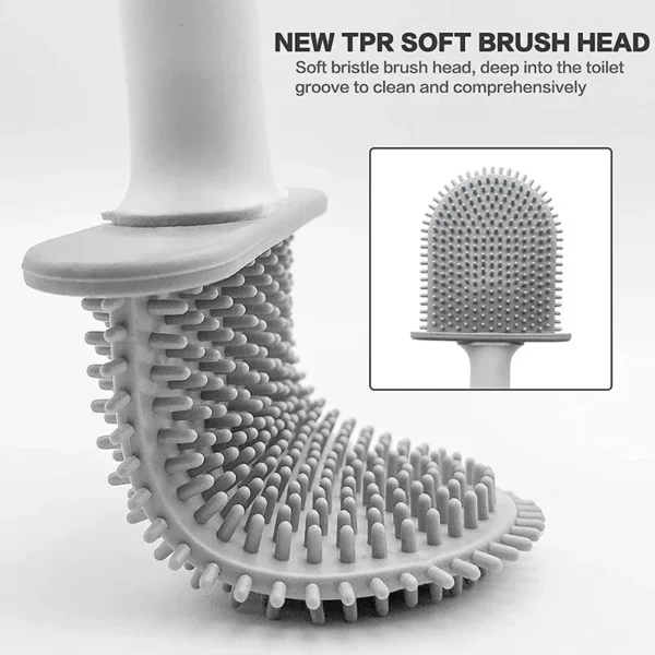 Hanging Silicone Toilet Brush Cleaner with Long Handle Flexible Cleaner Bathroom Brush Quick Drying Holder Bathroom Accessories - Image 8