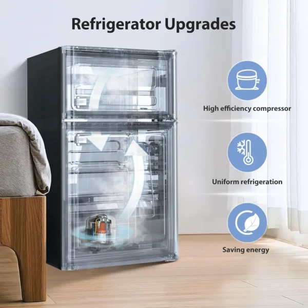 Mini Fridge with Freezer,3.2 Cu.Ft Compact Mini Refrigerator with Double 2 Door,Adjustable Temperature,Full Size for Home,Kitche - Image 6