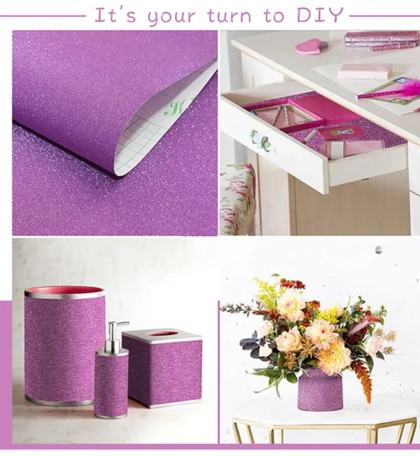 1pc 2m Self Adhesive Shining Wallpaper Waterproof Shiny Wall Sticker Gift Package Home Decor Paper Furniture Decorative Decals - Image 6