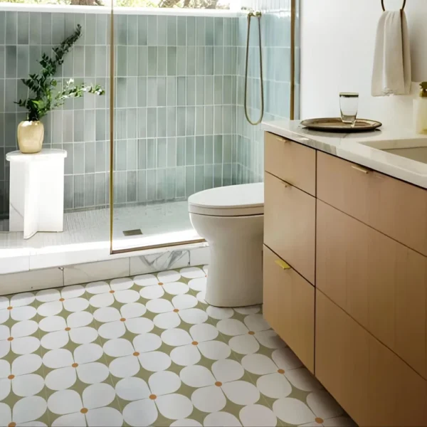 6 PCS Peel and Stick Floor Tiles Waterproof Vinyl Wallpaper Easy DIY Self-Adhesive Flooring for Kitchen Bathroom - Image 2