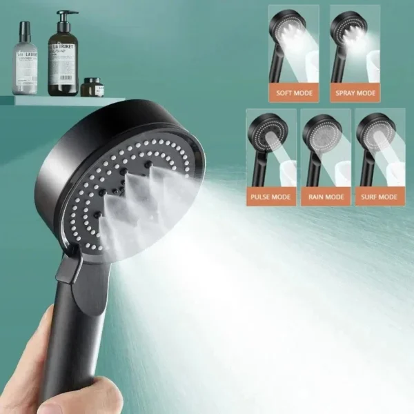 Booster Shower Head 5 Modes Household Adjustable High Pressure Water Massage Shower Head Handheld Spray Shower Bathroom Supplies - Image 3