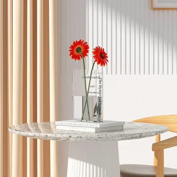 Clear Acrylic Vase Clear Book Shaped Vase Decorative Clear Flower Arrangement Vase Acrylic Vase For Home Bedroom Office Decor - Image 4