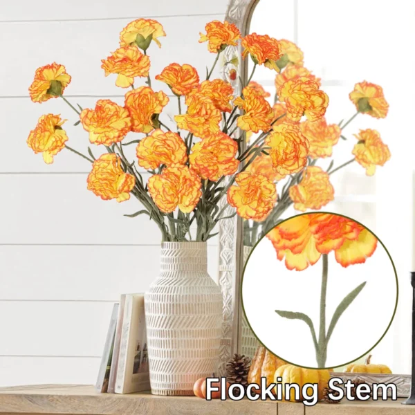XIYA FLOWER Artificial Carnation Flower Bunch Carnation Bouquet Yellow Orange Pink Artificial Plants PE Material Home Decor - Image 2