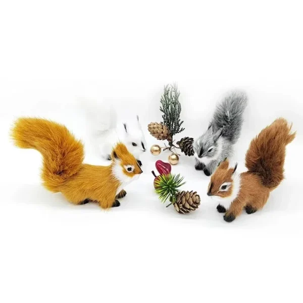 Mini Simulation Squirrel Decorative Ornament Artificial Plush Animals Christmas Tree Decoration Accessories Table Decorations - Image 4