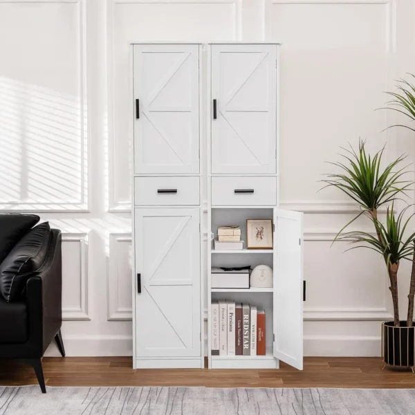 Bathroom Cabinet, Storage Cabinet with 6 Shelves & Drawer, Bathroom Storage Cabinet with Adjustable Shelves - Image 2