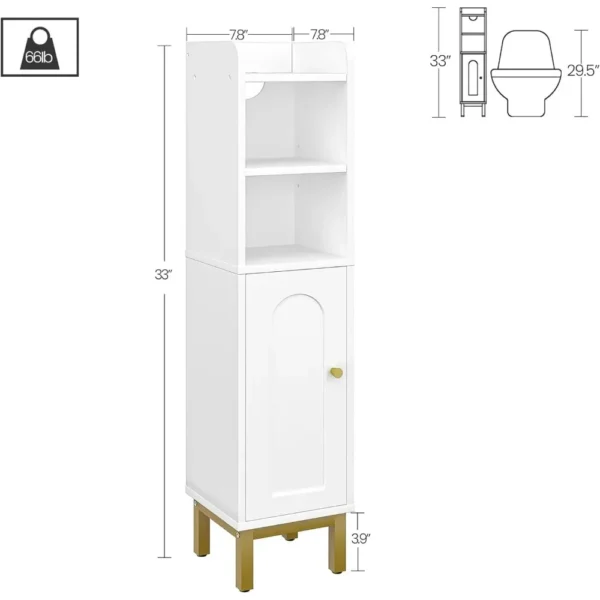 Bathroom Storage Cabinet, Small Corner Floor Cabinet with Door and Shelves, Narrow Toilet Paper Cabinet, Bathroom Organizer - Image 6