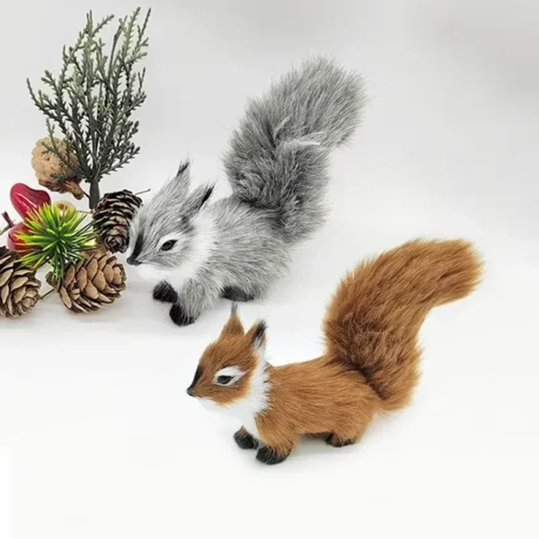Mini Simulation Squirrel Decorative Ornament Artificial Plush Animals Christmas Tree Decoration Accessories Table Decorations - Image 5