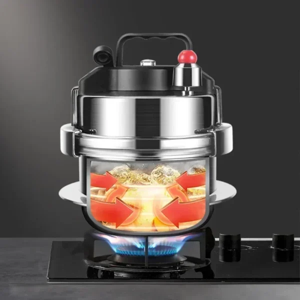 1.2L stainless steel upgraded mini pressure cooker outdoor camping home gas induction cooker cooking rice pressure cooker - Image 3