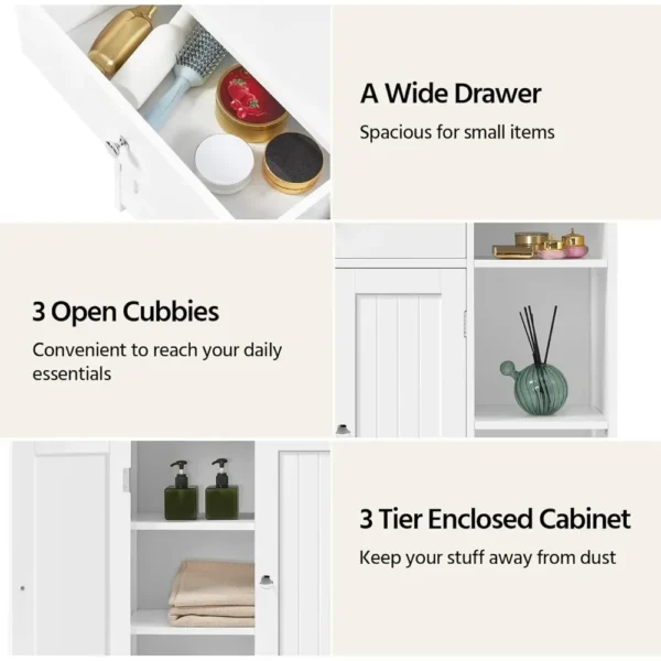 bathroom storage cabinet,Bathroom Floor Cabinet, Kitchen Freestanding Storage Organizer, Large Side Cabinet with Doors, Drawer - Image 3