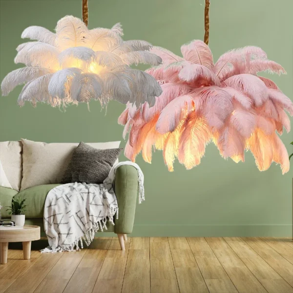 Feather Chandelier Ceiling Lamp LED Pendant Light Nordic Home Decor Lustre Modern Chandelier Pendant Light for Living Room - Image 7