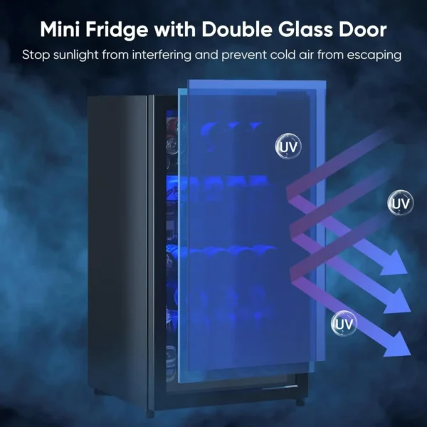Fridge, Mini Fridge With Glass Door, Beverage Cooler Refrigerator, Wine Drink Beer Fridge, Adjustable Shelves & Digital Temperat - Image 4