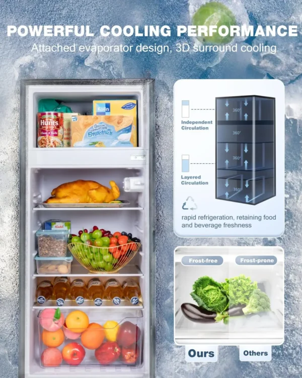 Door Refrigerator with Freezer, 4.5 Cu.Ft, Small Fridge with Freezer, 7 Settings Temperature Adjustable, Mini Refrigerato - Image 2