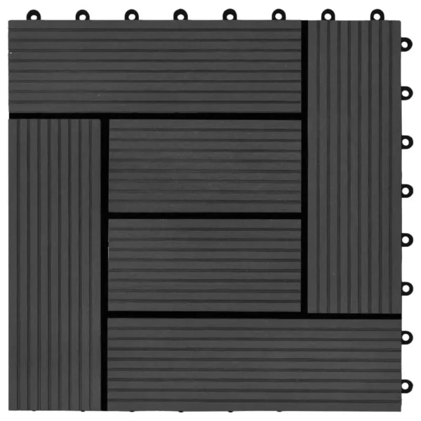 11 PCS WPC Decking Tiles 11.8x11.8 Black - Perfect for 1 sqm Outdoor Flooring - Image 5