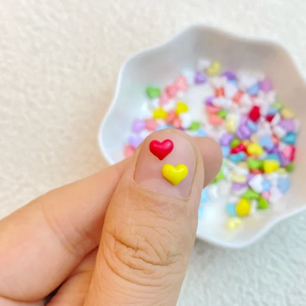 200Pcs New Cute Resin 4*5mm Mini Colorful Heart Shape Series Flat Back Manicure Parts Embellishments For Hair Bows Accessories - Image 3
