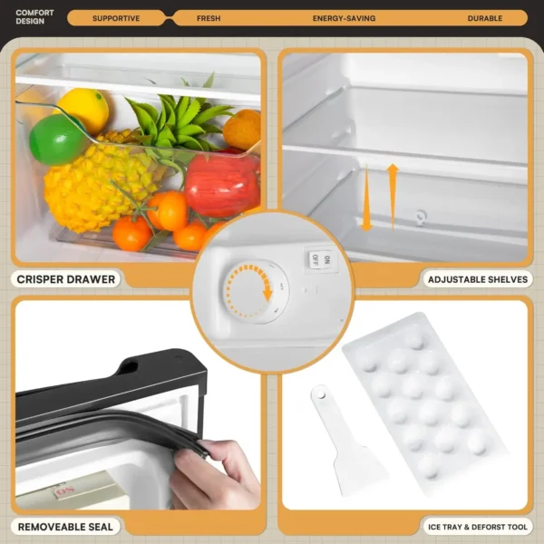 Fridge with Freezer, Small Refrigerator with 2 Doors for Office, Kitchen, Dorm and Bedroom, Mini Refrigerator - Image 4