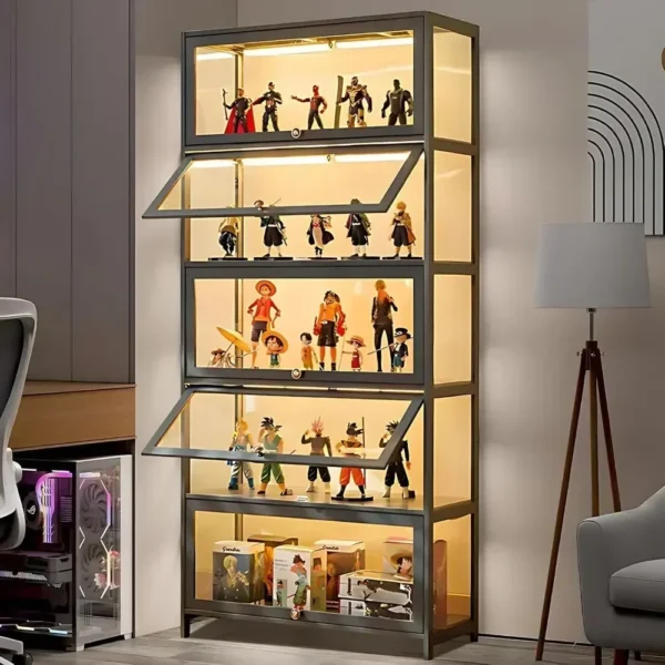 Display Cabinet, 5-Tier Tall Bookcase with Adjustable Shelves, Collectibles Toy Organizers Rack & Display Shelf, Bookshelf - Image 4
