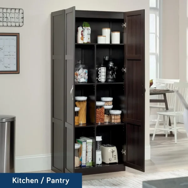 Storage Cabinet/ Pantry cabinets, 29.61 " x D: 16.02 " x H: 71.50", Cinnamon Cherry finish - Image 4