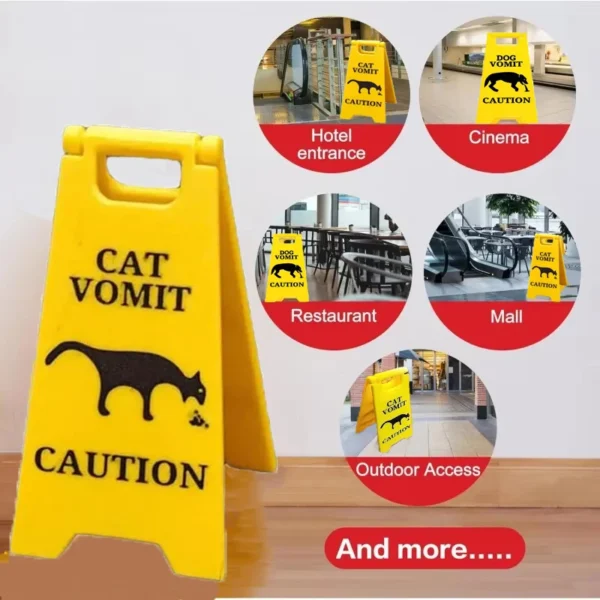 1/2Pcs Pet Vomit Sign Funny Dog Cat Caution Sign Bright Yellow Weather-proof Plastic Outdoor Garden Decoration Yard Warning Sign - Image 6