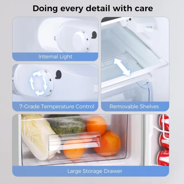 Mini Fridge with Freezer,3.2 Cu.Ft Compact Mini Refrigerator with Double 2 Door,Adjustable Temperature,Full Size for Home,Kitche - Image 3