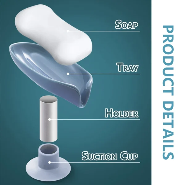 Soap Holder Drain Water Soap Dish Leaf Shape Soap Box Shower Soap Drainer Suction Cup Soap Container Modern Bathroom Accessories - Image 6
