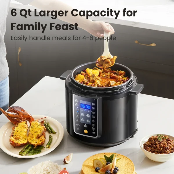 COMFEE’ 6 Quart 9-in-1 Electric Pressure Cooker 13 Presets Instant Multi Cooker Olla de Presion Slow Rice Cooker Non-Stick Pot - Image 4
