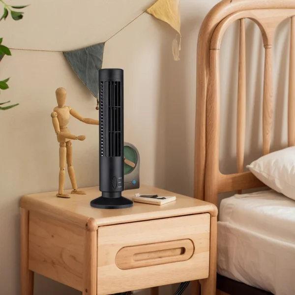 LED Tower Fan No Leaf Air Conditioner 2 Gear Speed USB Bladeless Fan Portable Stand Up Tower Fan for Living Room Bedroom - Image 5