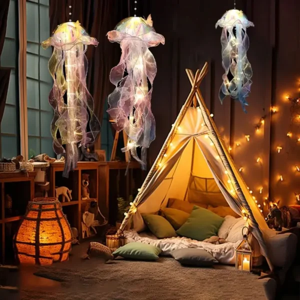 1PC New Gradient Jellyfish Light Decoration LED Light Festival Pendant Courtyard Lighting Handmade Light Small Night Light - Image 10