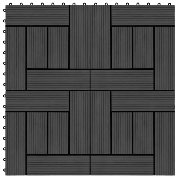 11 PCS WPC Decking Tiles 11.8x11.8 Black - Perfect for 1 sqm Outdoor Flooring - Image 2