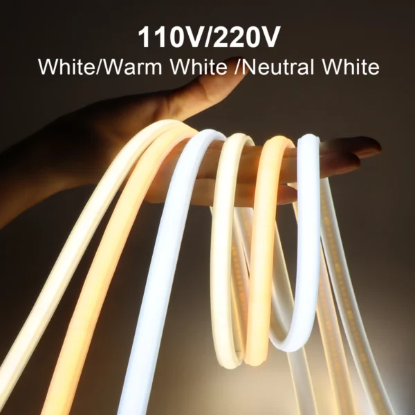 110V 220v High Brightness COB Led Strip for Room Waterproof Led Tape Flexible Ribbon for Bedroom Kitchen Outdoor Garden Lighting - Image 2