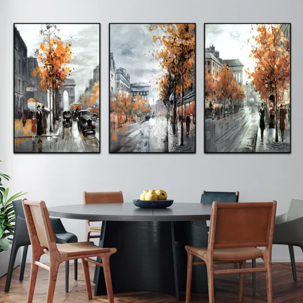 Abstract City Street Autumn Landscape Oil Painting on Canvas Print Pictures for Living Room Home Decor Wall Art Poster No Frame - Image 3