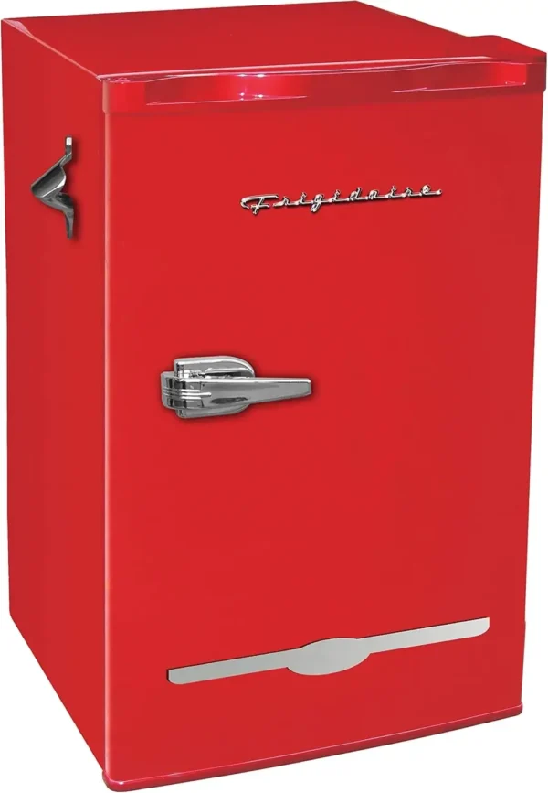 Retro Compact Fridge with Chiller, 3.2 cu ft Countertop Fridge with Built-In Bottle Opener, Compact Refrigerator for Office, Bed