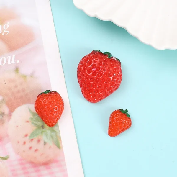 10pcs Simulation Fruit Strawberry Miniature Food Art Cabochons Flatbacks Decoden Charms Craft Supplies Kawaii Accessories - Image 7