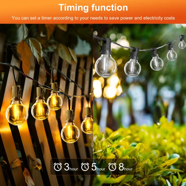Solar String Lights Outdoor G40 Patio Lights with LED Shatterproof Bulbs,Weatherproof Hanging Lights for Backyard Bistro - Image 6