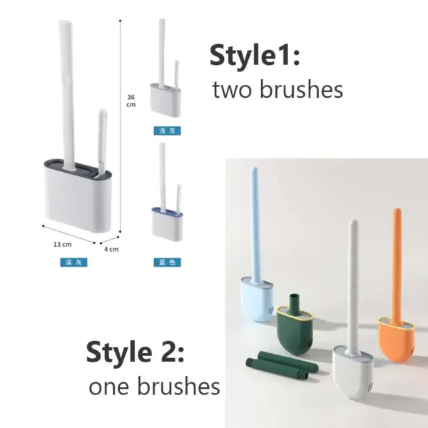Wall Hanging Toilet Brush with Holder Long Handled Silicone Toilet Brush Soft Bristles WC Cleaning Brush Bathroom Accessories - Image 13
