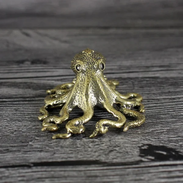 Antique Octopus Home Decoration Brass Copper Animal Figurines Miniatures Desk Ornament Accessories Creative Table Craft - Image 3