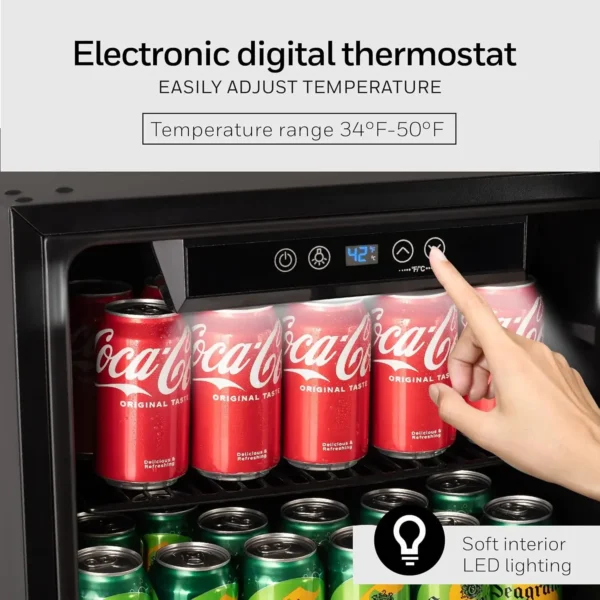 Beverage Refrigerator and Cooler, 115 Can Mini Fridge with Glass Door for Soda Beer or Wine for Office or Bar with Adjustable Re - Image 4